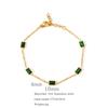 Pulseira Verde Malachite Fashionável para o Dia a Dia Quadrada Inlaid em Aço Titânio Feminina Pulseira Texturizada Atmosférica