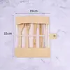 Bestseller transfronterizo juego de cubiertos de bambú, vajilla portátil con bolsa de lona, palillos, cucharas, un juego de cubiertos, popotes de bambú y palillos