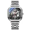 Reloj Mecánico Totalmente Automático Cuadrado de Moda para Hombre en TikTok, Reloj Mecánico Esqueleto Impermeable para Hombre
