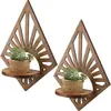 Estante Flotante de Madera Estilo Bohemio Transfronterizo Artesanía con Forma de Diamante Estante de Pared Arcoíris de Madera Estante de Almacenamiento