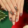 Uñas Portátiles de Navidad Copo de Nieve Amor Brillo Manicura Uñas Postizas Cortas Almendra Mariposa Uñas Largas Europeas y Americanas Venta al por Mayor