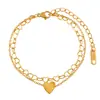Pulsera de Acero de Titanio a la Moda Estilo Coreano, No se Desvanece, Forma de Corazón, Conjunto de Collar para Clavícula Doble Capa Forma de Corazón Estilo Ins Personalizado