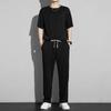 Traje deportivo de seda de hielo para hombre, pantalones largos informales finos de verano, camiseta de manga corta, conjunto de ropa drapeada de secado rápido