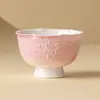 Caneca Mestra de Cerâmica Pintada à Mão Rosa Degradê Xícara de Chá para Mulheres Xícara de Chá de Aparência Nobre Conjunto de Chá Kung Fu Doméstico Xícara de Chá Pequena