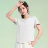 Roupas Esportivas ao Ar Livre Femininas para Fitness Camiseta Roupa de Yoga Manga Curta Elástica Secagem Rápida Roupas de Corrida Secagem Rápida Feminina Manga Curta Modelagem Solta