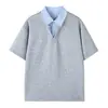 Camisa Polo Manga Curta Fresca e Estilosa, Camisa Solta com Gola, Manga Meia-Manga Masculina Ean Verão Adequada para Adolescentes