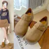 Mocasines mules de tacón bajo para mujer suela de plataforma moda otoño suela gruesa hebilla 2026 slip-on correa de cuero retro