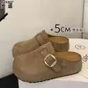 Sapatos femininos estilo Birkenstock com sola grossa, que aumentam a altura, em couro genuíno, à pronta entrega, mocassins fechados para calçar, sapatos Mary Jane