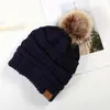 Gorro de lana con bola de pelo para coleta suministro etiqueta de sombrero CC cálido grueso tejido sin terciopelo