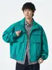 Chaqueta de moda de alta calle para primavera y otoño 2025 con cuello alto, corte holgado, diseño multibolsillos, resistente al viento, moderna
