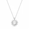 Pingente de Girassol de Moissanita 2 Quilates Zircônia Totalmente Diamantada Elegante Corrente de Clavícula Feminina Floco de Neve Luxo Leve Atacado