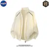 Cardigan de malha de manga comprida de alta qualidade, luxo leve, marca NASA, masculino, outono, casual, casaco de lã, moderno