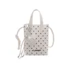 Mini Bolso de Lunares con Colgante de Corazón, Correa Ancha Tejida para el Hombro, Bolso Cruzado para Teléfono, Estilo Dulce de Niña