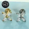 Stud de Lábio Zircônia Marquise Quatro Pétalas em Liga de Titânio Astmf-136, Todo em Titânio, Unissex, Joia de Lábio Exquisita e Versátil