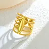Anillo Geométrico de Acero Inoxidable 304 Europeo y Americano de Moda para Mujer, Anillo Abierto de Atmósfera Exquisita para Dedo Índice en Stock