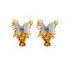 Pinza para Oreja de Mariposa con Circonita Galvanizada en Oro Real de 18k Pendientes Retro de Nicho Versátiles Sin Agujero en la Oreja Pendientes de Moda de Gama Alta