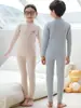 Pijama infantil, macio e confortável, conjunto de roupas de outono para meninos, algodão puro, para bebês e crianças pequenas, conjunto de roupa íntima térmica para estudantes, suéter de algodão para meninas