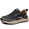 Zapatos de Hombre Primavera Nuevo Estilo Sin Cordones Suela Gruesa para Exteriores Zapatos de Cuero para Hombre Combinan con Todo Ligeros Amortiguadores Suela Blanda Zapatos Deportivos Casuales