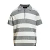 Camisa Polo Tricô Camiseta de Manga Curta Gola Polo Masculina Meio Zíper Listrada Estilo Old Money Verão Fábrica Atacado Transfronteiriço
