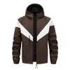 Jaqueta com capuz masculina solta estilo coreano, novo modelo de início de outono, top casual corta-vento listrado em contraste preto e branco para jovens