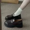 Zapatos de cuero para mujer estilo universitario con suela gruesa de 4 cm de altura, colección otoño 2026, puntera redonda, versátiles, ligeros, mocasines JK