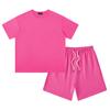 Ropa para Niños de Xinjiang Serie Niebla Europea y Americana Tono Tierra Conjunto de Camiseta de Manga Corta y Pantalones Cortos para Niños 230g Peso Pesado
