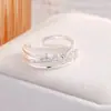 Anillo Creativo Bicolor Dorado y Plateado, Se Puede Usar Solo o Apilado, con Circonita de Imitación, Banda Ancha, Hace que las Manos Parezcan Más Delgadas, Anillo Abierto Ajustable