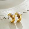 Aretes Transfronterizos Europeos y Americanos de Oro de 18K Acero Inoxidable Ola Perla Exagerados Aretes en Forma de C Aretes Simples Franceses de Lujo Ligero