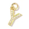 Rhinestone Europeu e Americano Vinte e Seis Letras DIY Pingente de Zircônia de Cobre para Mulheres Banhado a Ouro Real 18K A-Z Colar Brinco Joia Charme