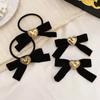 Vintage Terciopelo Amor Lazo Cuerda para el Cabello Femenino Elegante Diadema Pasador Dulce Pinza para Flequillo Pinza Lateral Accesorios para el Cabello Japoneses y Coreanos