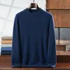 Suéter de lã de base de malha simples de cor sólida com gola alta meia-calça masculina de outono e inverno espessado de caxemira atacado