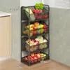 Prateleira de Armazenamento de Cozinha Multicamadas de Chão para Frutas e Legumes Carrinho Móvel Doméstico Prateleira de Armazenamento de Brinquedos para Banheiro Sala de Estar