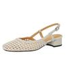 Sandalias Retro Tejidas Huecas Estilo Francés para Mujer, Nuevo Modelo Verano 2026, Correa Trasera Suave, Zapatos de Tacón Grueso