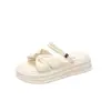 Sandalias de mujer estilo hada, zapatos de plataforma de verano de suela gruesa para aumentar la altura, nuevo modelo 2026, sandalias romanas dulces con perlas y pedrería