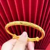 Auténtico Pulsera Antigua de Oro para Mujer, Oro de Arena Vietnamita Sólido Simulado, Anillo Liso de Herencia Genuino que No se Desvanece Boda Tres Oro