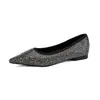 Weiwei Girl 8812-1 Zapatos Planos de Punta Aguda con Pedrería Estilo Francés para Mujer, Impresionantes Zapatos de Boda, Zapatos de Novia, Elegantes Zapatos de Salón