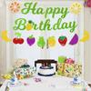 Bandera de feliz cumpleaños con temática de frutas para fiesta de cumpleaños hawaiana de verano, bandera con accesorios de frutas