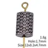 12X8,2X4,7Mm, Diâmetro do Furo Aproximadamente 1,7mm, 1,8g, Cor Prata Antiga, Contas Perfuradas com Padrão de Grade em Forma de Diamante