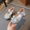 Zapatos de Cuero con Lazo y Perlas para Niñas Primavera y Otoño Estilo Coreano Dulce Moda Zapatos de Performance Zapatos de Princesa para Niñas