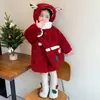 Ropa de Abrigo Roja de Piel para Niñas Invierno Engrosada con Capucha 2025 Nueva Ropa de Abrigo de Forro Polar con Piel de Cordero para Niños Año Nuevo