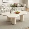 Mesa de centro con forma de nube para sala de estar, adecuada para espacios pequeños, color crema, moderna, diseño simple y moderno, mesa baja única, mesa pequeña estilo wabi-sabi
