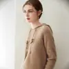 Otoño e Invierno Nuevo Estilo 100% Cachemira Pura Prendas de Punto Tops de Manga Larga para Mujer Versátil a la Moda Color Puro con Capucha Prendas de Punto Sueltas