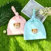 Chapéu dobrável com nó estilo urso para meninos e meninas, quente para outono e inverno, proteção para fontanela de recém-nascidos, chapéu infantil