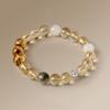 Pulsera de citrino brasileño natural de 10 mm con cuentas redondas para mujer con pulsera de anillo único de cuarzo fantasma verde, moda fresca y pequeña