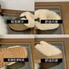 Zapatos esponjosos para mujer, invierno, suela gruesa, cálidos, punta cerrada, pantuflas de media caña, mules, botas de nieve, slip-on para exteriores, pantuflas de algodón perezosas