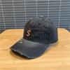 Gorra de mezclilla desgastada con orificio de molienda lavado para hombre, parte superior suave, ajustable, moderna, gorra de béisbol S para niños