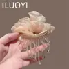2025 Nueva Banda para el Cabello de Malla Color Champaña con Borlas de Cristal de Lujo Accesible Accesorios para el Cabello de Lujo Accesible para el Cuero Cabelludo Bola en la Parte Posterior de la Cabeza para Mujer