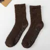 Pantuflas de Felpa para Mujer y Hombre con Agarre Calcetines de Felpa para Dormir para Hombre Calcetines Antideslizantes de Vellón de Coral Medio Lado de Felpa