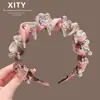 Nueva Diadema de Flor de Cristal Suave Estilo Francés para Mujer, con Dientes Antideslizantes, Lujo de Nicho, Diadema Rosa Claro Versátil Accesorio para el Cabello