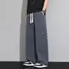 Pantalones casuales rectos de talla grande para hombre, nueva marca de moda estilo americano 2026, pantalones largos casuales holgados de pierna ancha para hombre